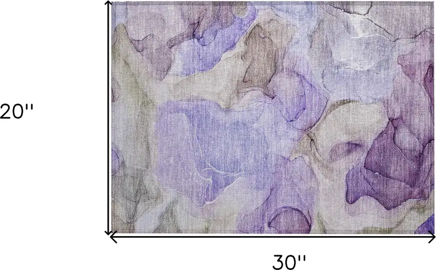 Gray and Purple Abstract Washable Non Skid Indoor Outdoor Area Rug Photo 3