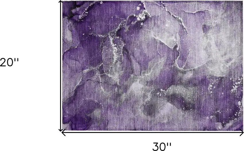 Gray and Purple Abstract Washable Non Skid Indoor Outdoor Area Rug Photo 3