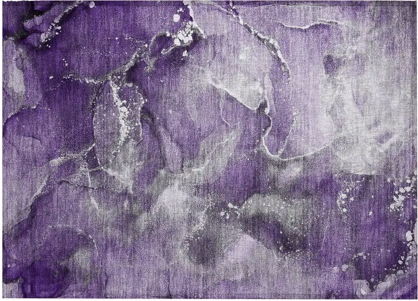 Gray and Purple Abstract Washable Non Skid Indoor Outdoor Area Rug Photo 2
