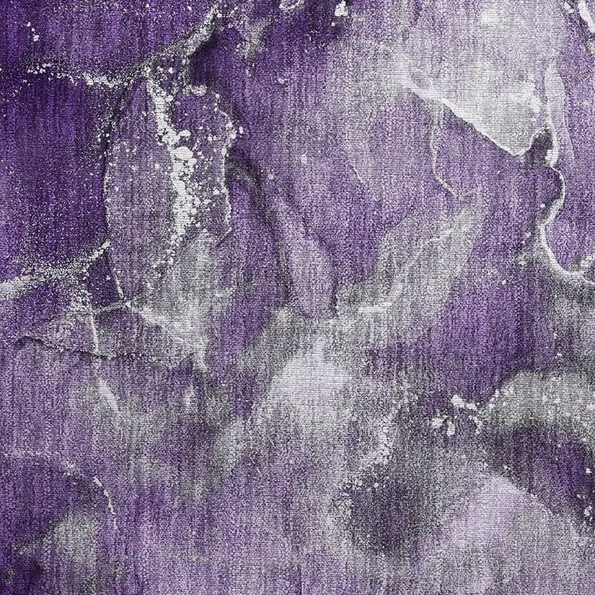 Gray and Purple Abstract Washable Non Skid Indoor Outdoor Area Rug Photo 6