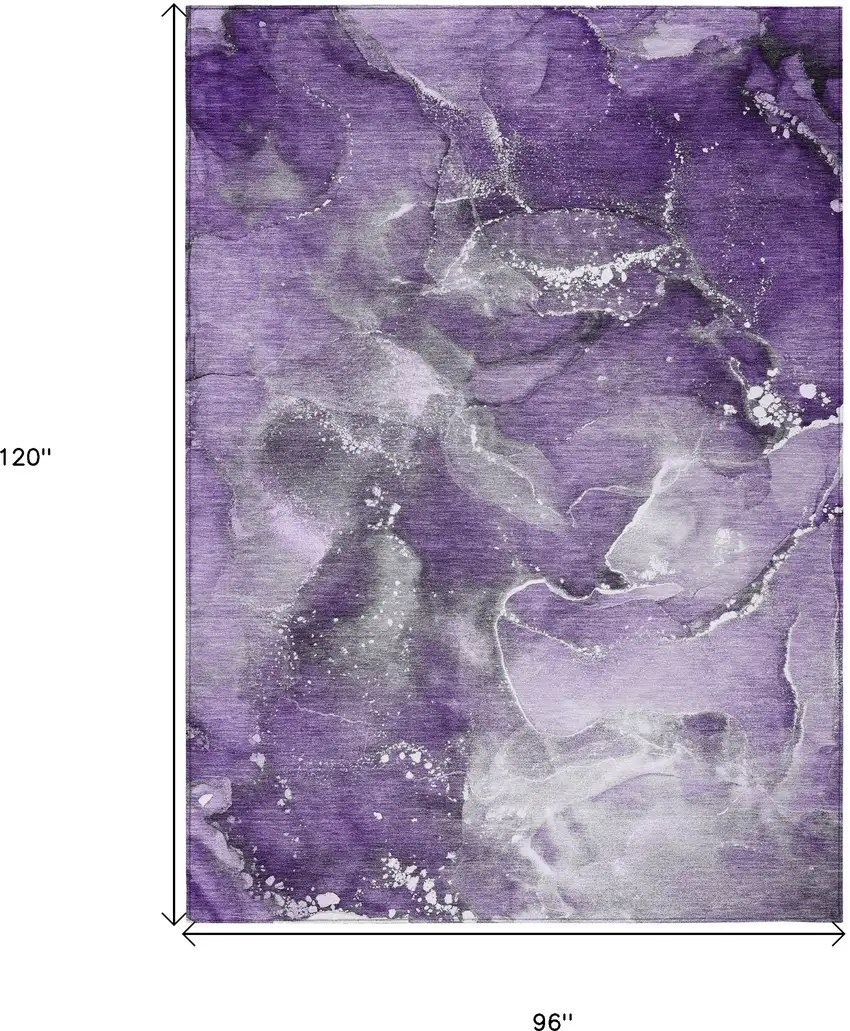 Gray and Purple Abstract Washable Non Skid Indoor Outdoor Area Rug Photo 3