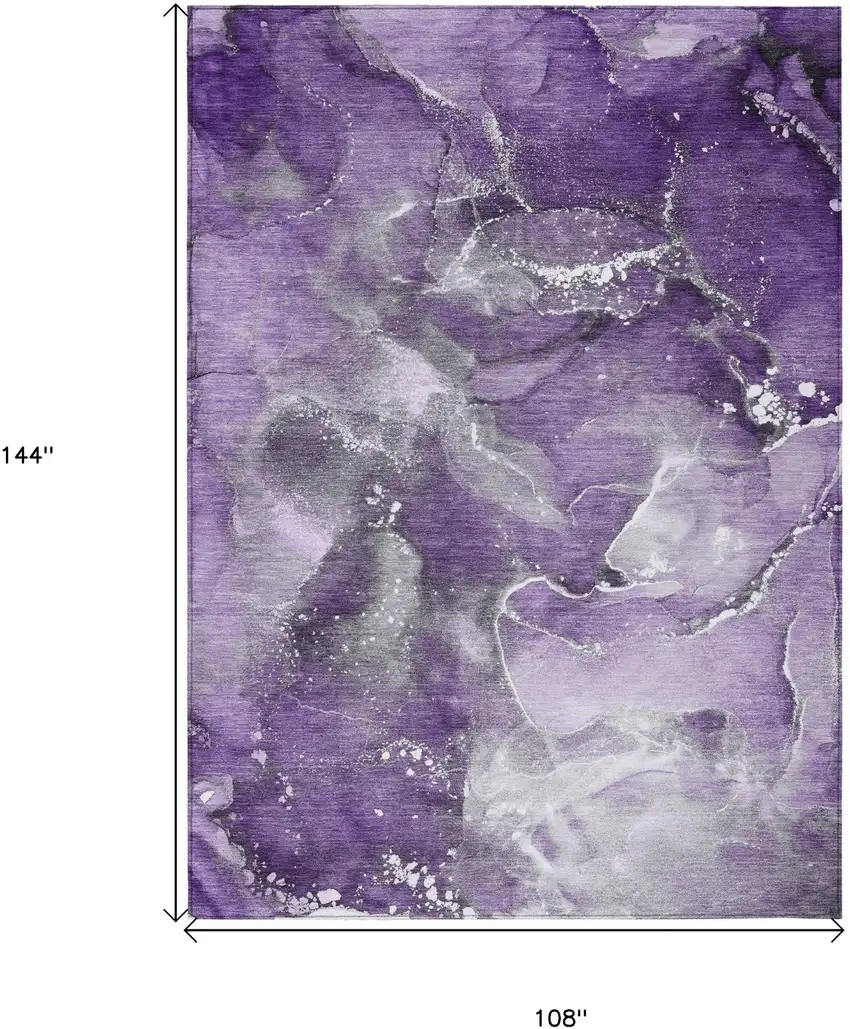 Gray and Purple Abstract Washable Non Skid Indoor Outdoor Area Rug Photo 3