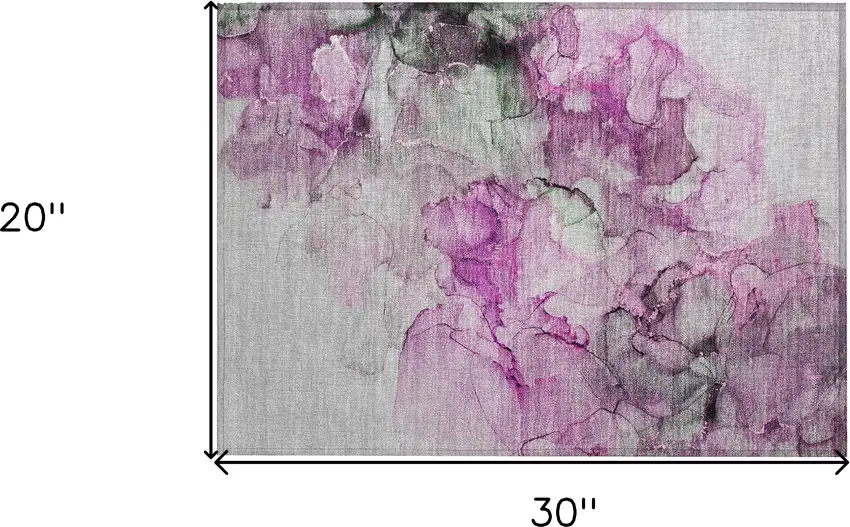 Gray and Purple Abstract Washable Non Skid Indoor Outdoor Area Rug Photo 3