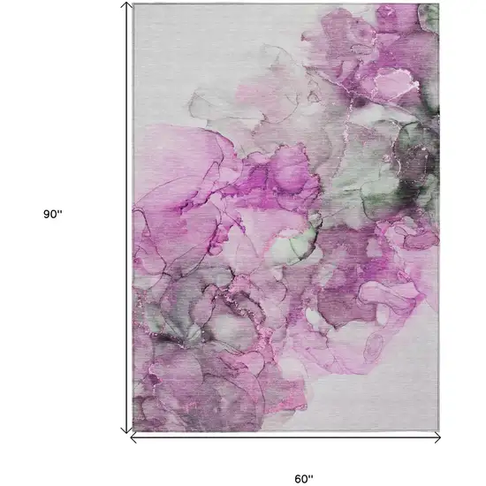 Gray and Purple Abstract Washable Non Skid Indoor Outdoor Area Rug Photo 7