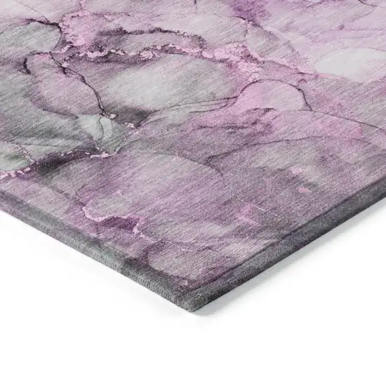 Gray and Purple Abstract Washable Non Skid Indoor Outdoor Area Rug Photo 7