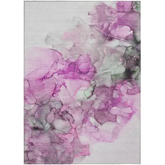 Gray and Purple Abstract Washable Non Skid Indoor Outdoor Area Rug Photo 2