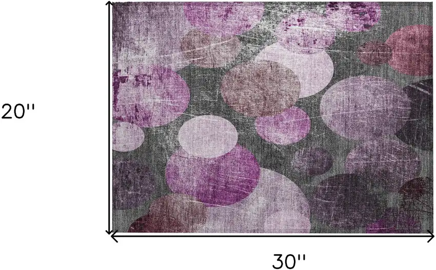 Gray and Purple Abstract Washable Non Skid Indoor Outdoor Area Rug Photo 3