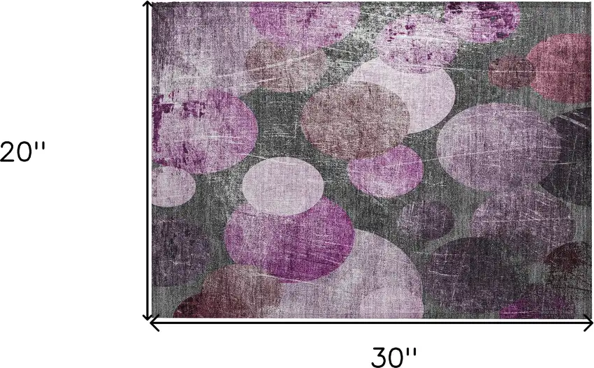 Gray and Purple Abstract Washable Non Skid Indoor Outdoor Area Rug Photo 3
