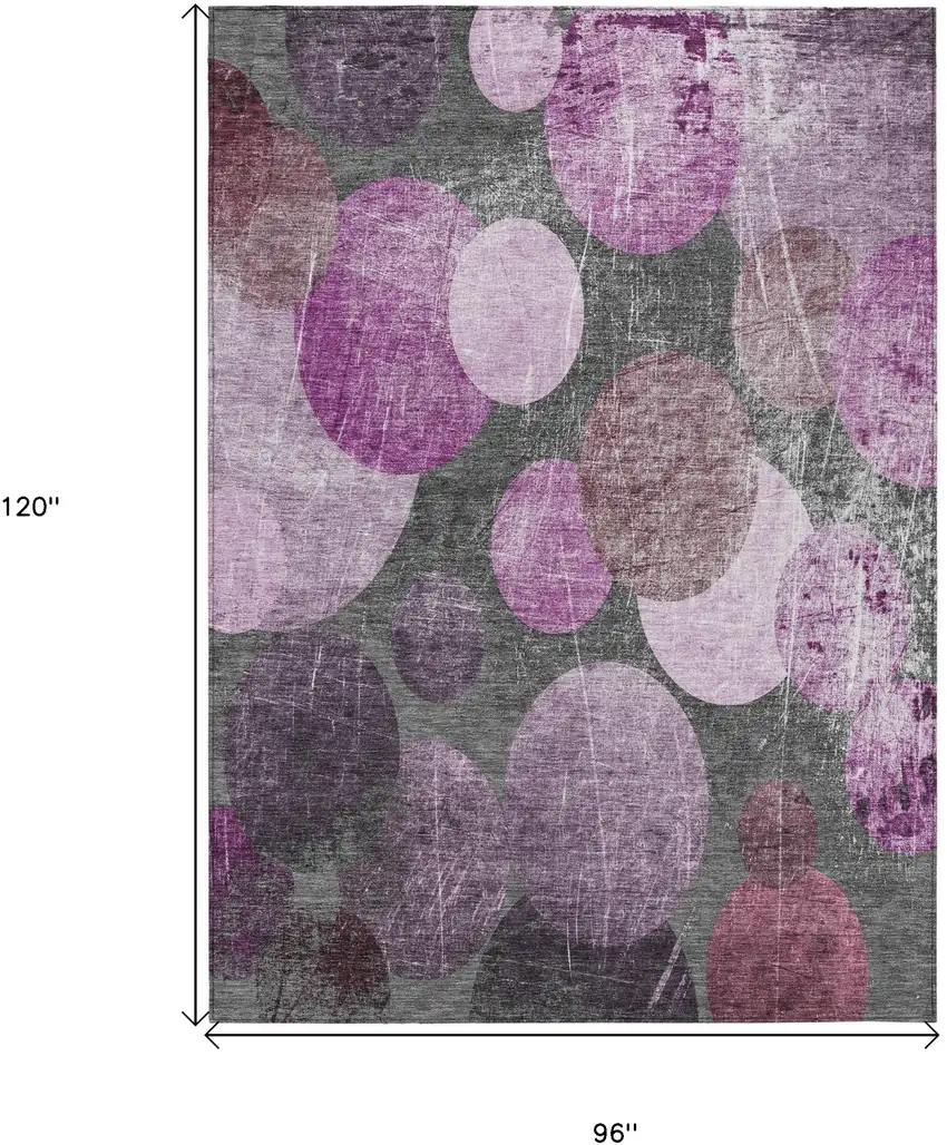Gray and Purple Abstract Washable Non Skid Indoor Outdoor Area Rug Photo 3