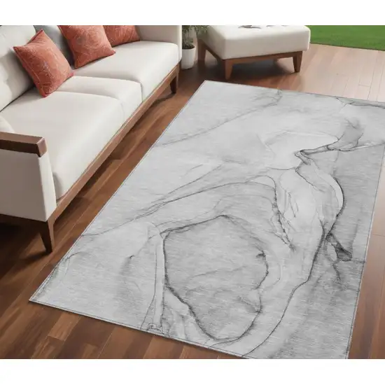 Gray and Purple Abstract Washable Non Skid Indoor Outdoor Area Rug Photo 1