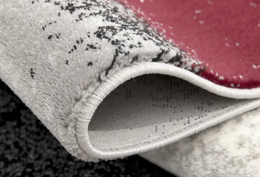 Gray and Red Abstract Distressed Area Rug Photo 7