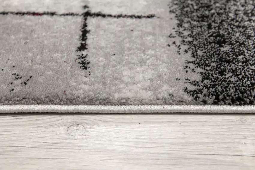 Gray and Red Abstract Distressed Area Rug Photo 6