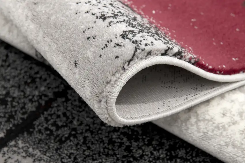 Gray and Red Abstract Distressed Area Rug Photo 6