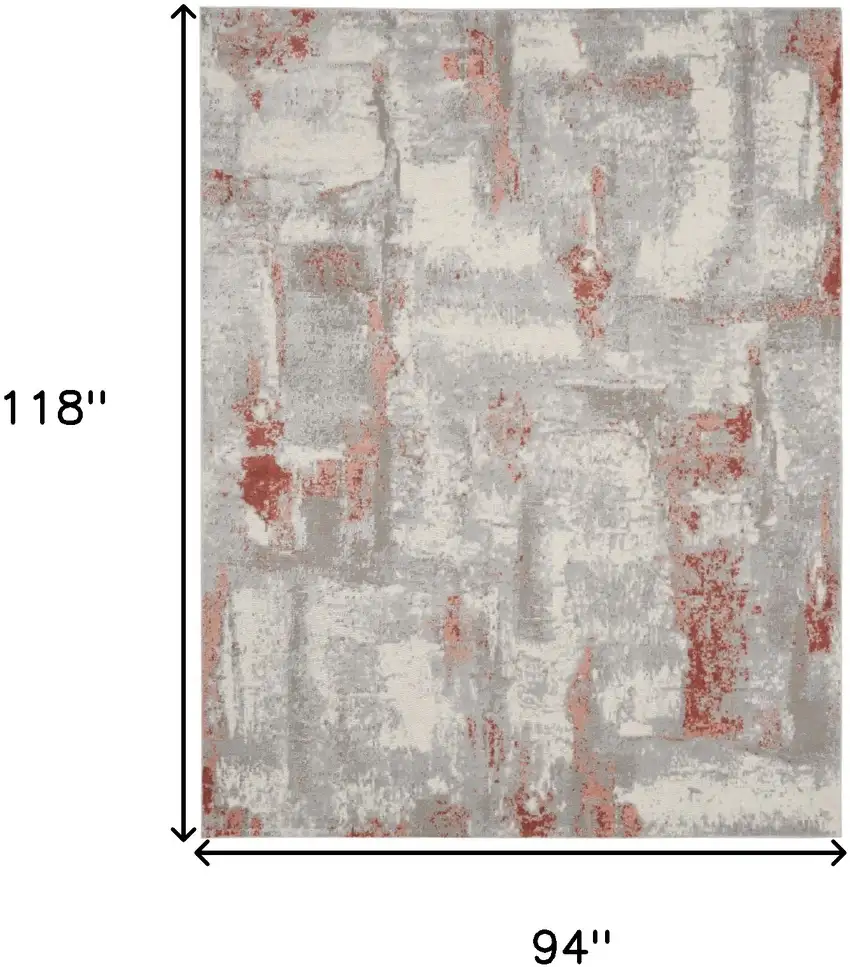 Gray and Red Abstract Non Skid Area Rug Photo 3