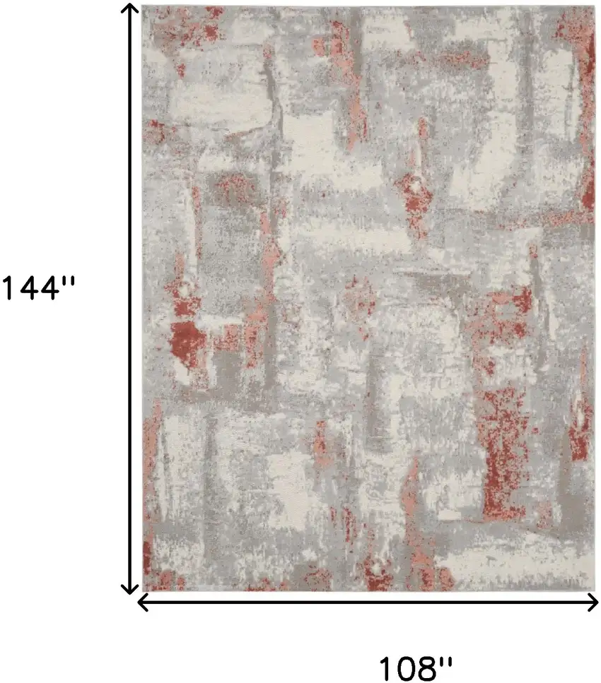 Gray and Red Abstract Non Skid Area Rug Photo 3
