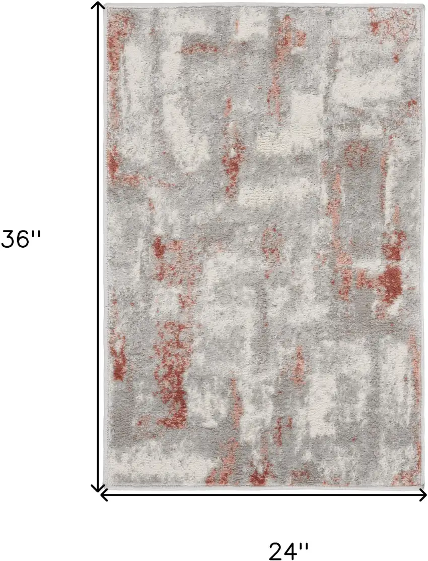 Gray and Red Abstract Non Skid Area Rug Photo 3