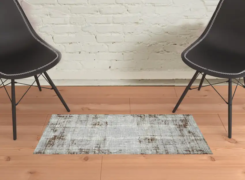 Gray and Red Abstract Power Loom Area Rug Photo 2