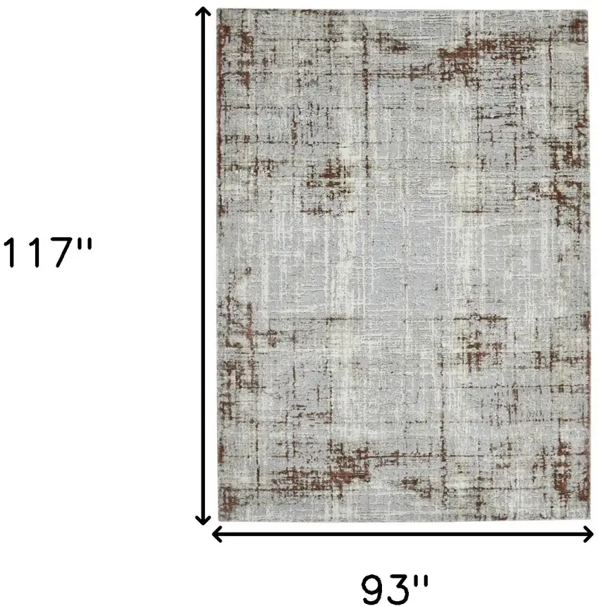 Gray and Red Abstract Power Loom Area Rug Photo 7