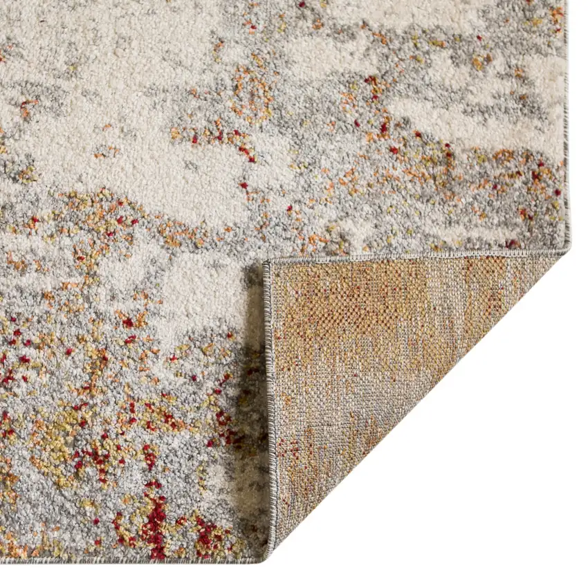 Gray and Red Abstract Power Loom Area Rug Photo 2