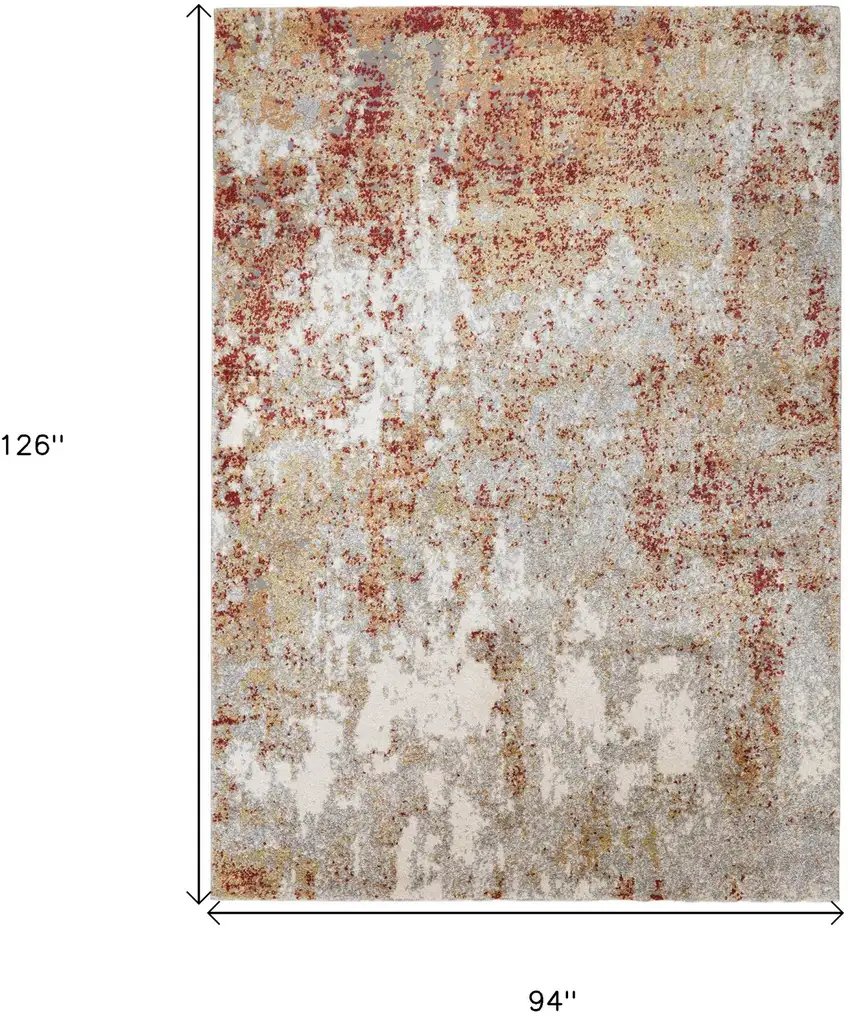Gray and Red Abstract Power Loom Area Rug Photo 7
