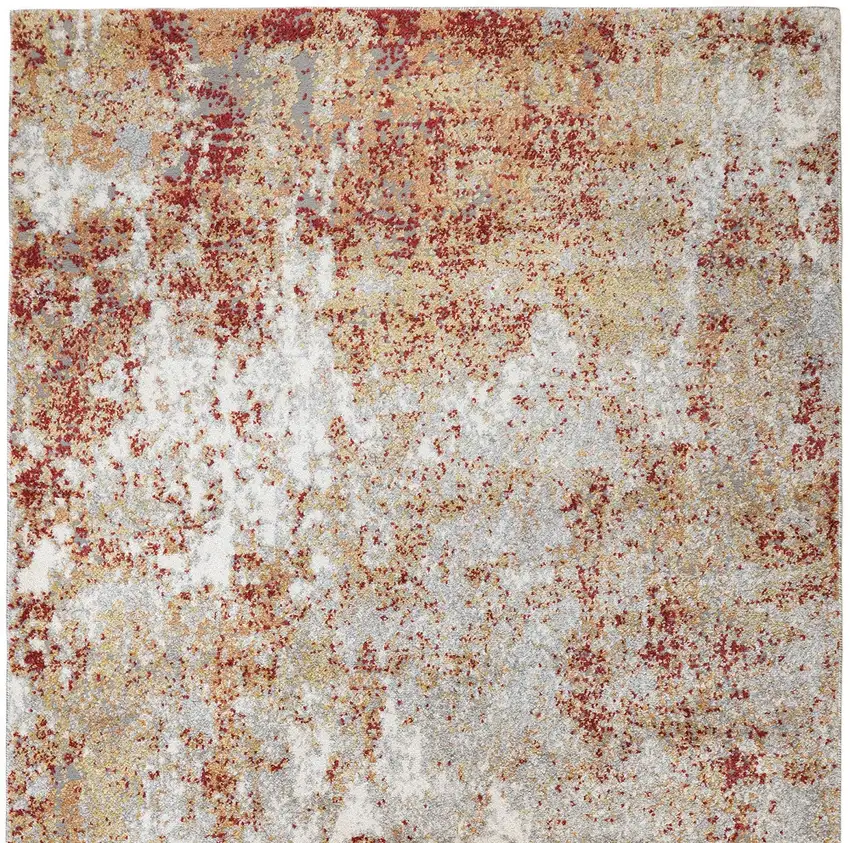 Gray and Red Abstract Power Loom Area Rug Photo 8