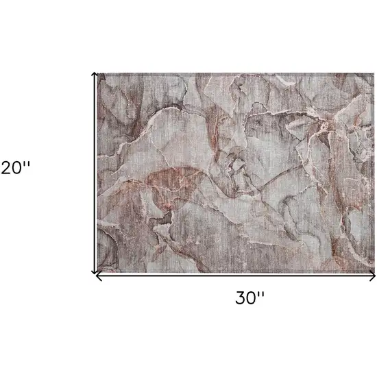 Gray and Red Abstract Washable Non Skid Indoor Outdoor Area Rug Photo 3