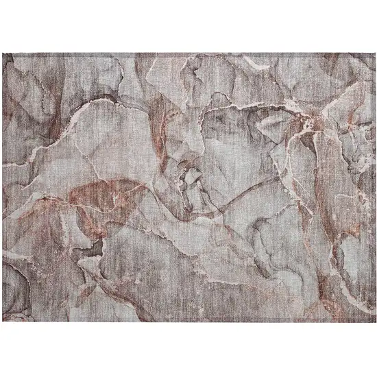 Gray and Red Abstract Washable Non Skid Indoor Outdoor Area Rug Photo 2