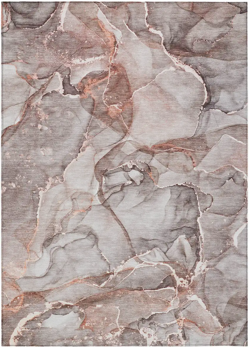 Gray and Red Abstract Washable Non Skid Indoor Outdoor Area Rug Photo 2