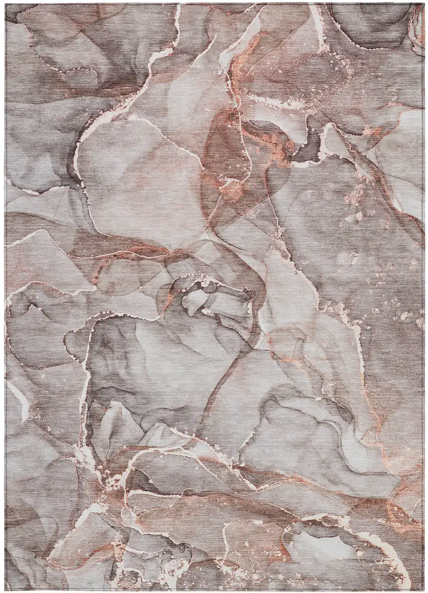 Gray and Red Abstract Washable Non Skid Indoor Outdoor Area Rug Photo 4