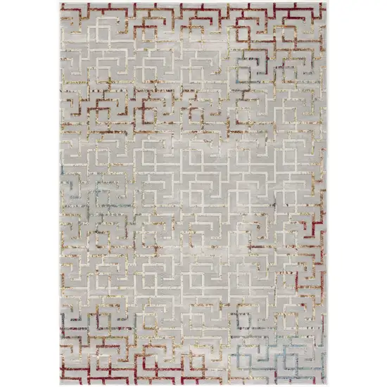 Gray And Red Greek Key Patterns Area Rug Photo 4