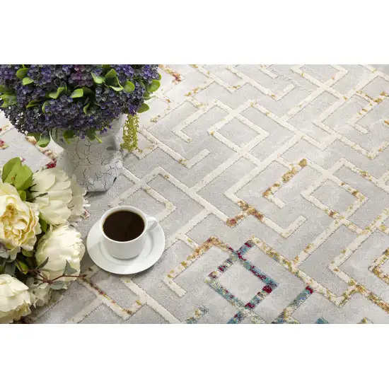 Gray and Red Greek Key Patterns Area Rug Photo 8