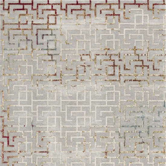 Gray And Red Greek Key Patterns Area Rug Photo 3