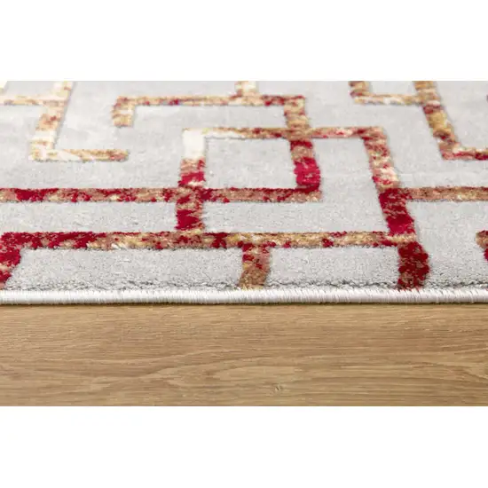 Gray And Red Greek Key Patterns Area Rug Photo 6