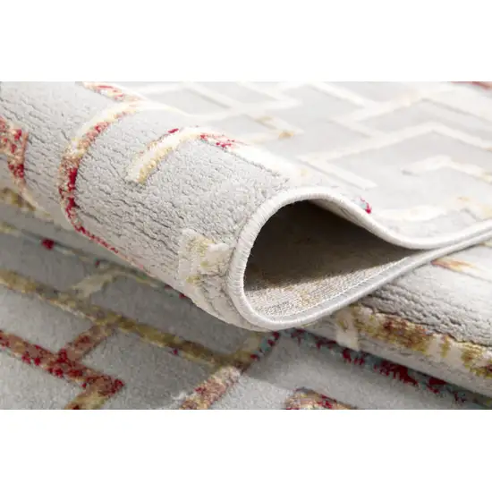 Gray and Red Greek Key Patterns Area Rug Photo 9