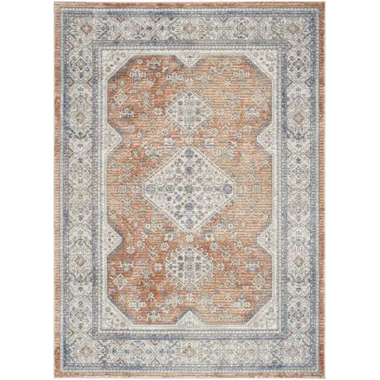 Gray and Red Medallion Power Loom Area Rug Photo 8