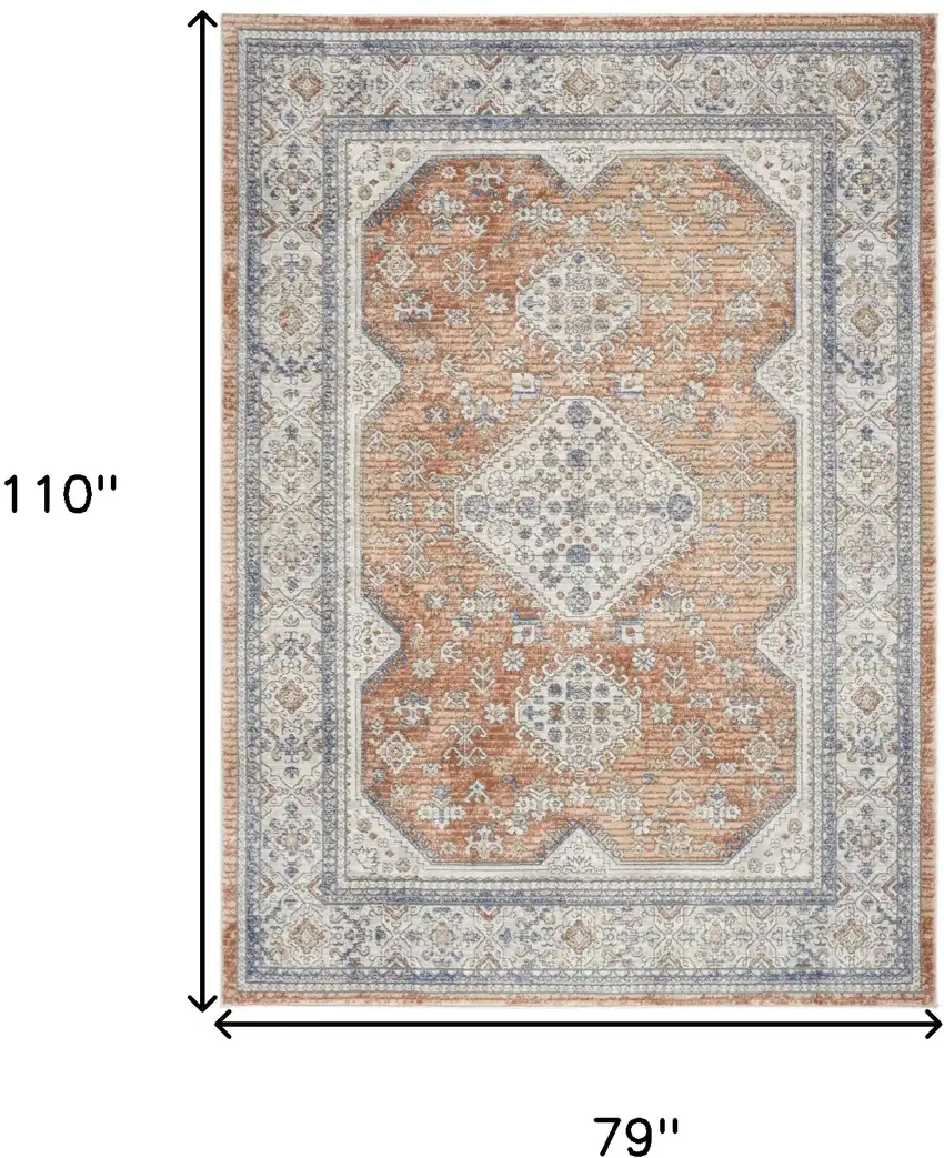 Gray and Red Medallion Power Loom Area Rug Photo 3