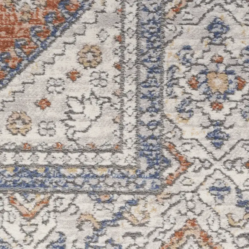 Gray and Red Medallion Power Loom Area Rug Photo 3