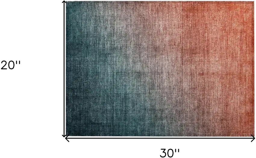 Gray and Red Orange Ombre Washable Non Skid Indoor Outdoor Area Rug Photo 3