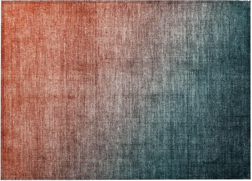 Gray and Red Orange Ombre Washable Non Skid Indoor Outdoor Area Rug Photo 5