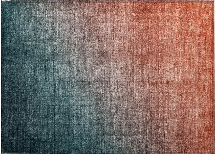 Gray and Red Orange Ombre Washable Non Skid Indoor Outdoor Area Rug Photo 2