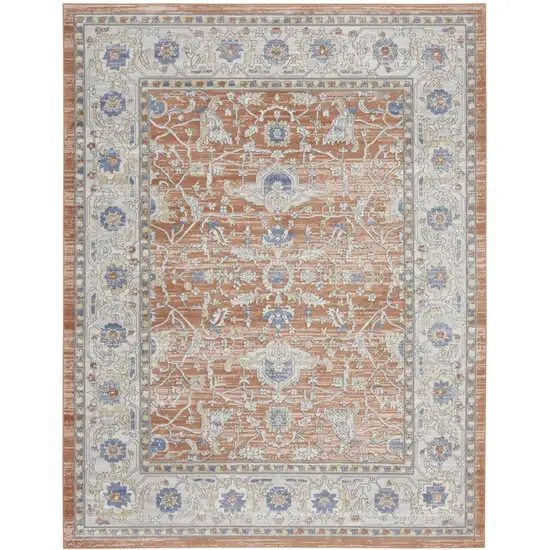 Gray and Red Oriental Power Loom Area Rug Photo 8