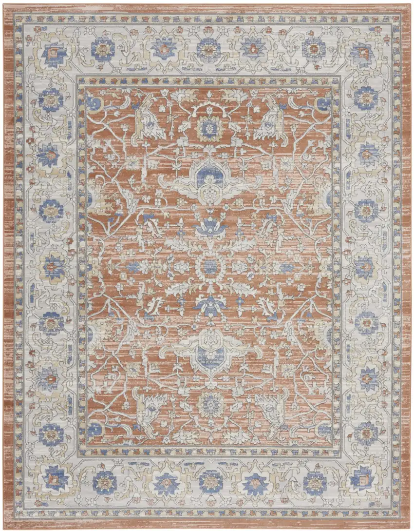 Gray and Red Oriental Power Loom Area Rug Photo 8