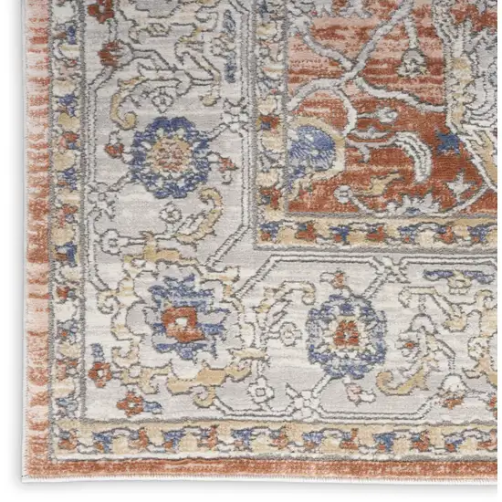 Gray and Red Oriental Power Loom Area Rug Photo 3