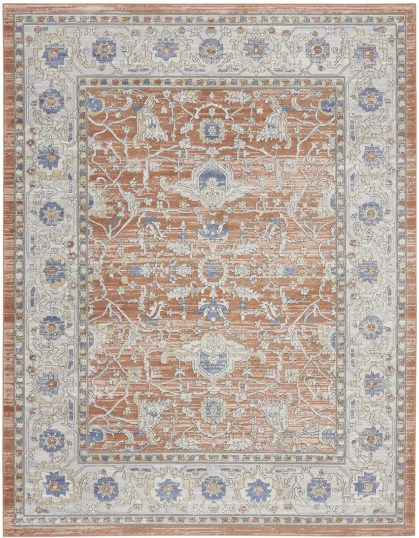 Gray and Red Oriental Power Loom Area Rug Photo 2