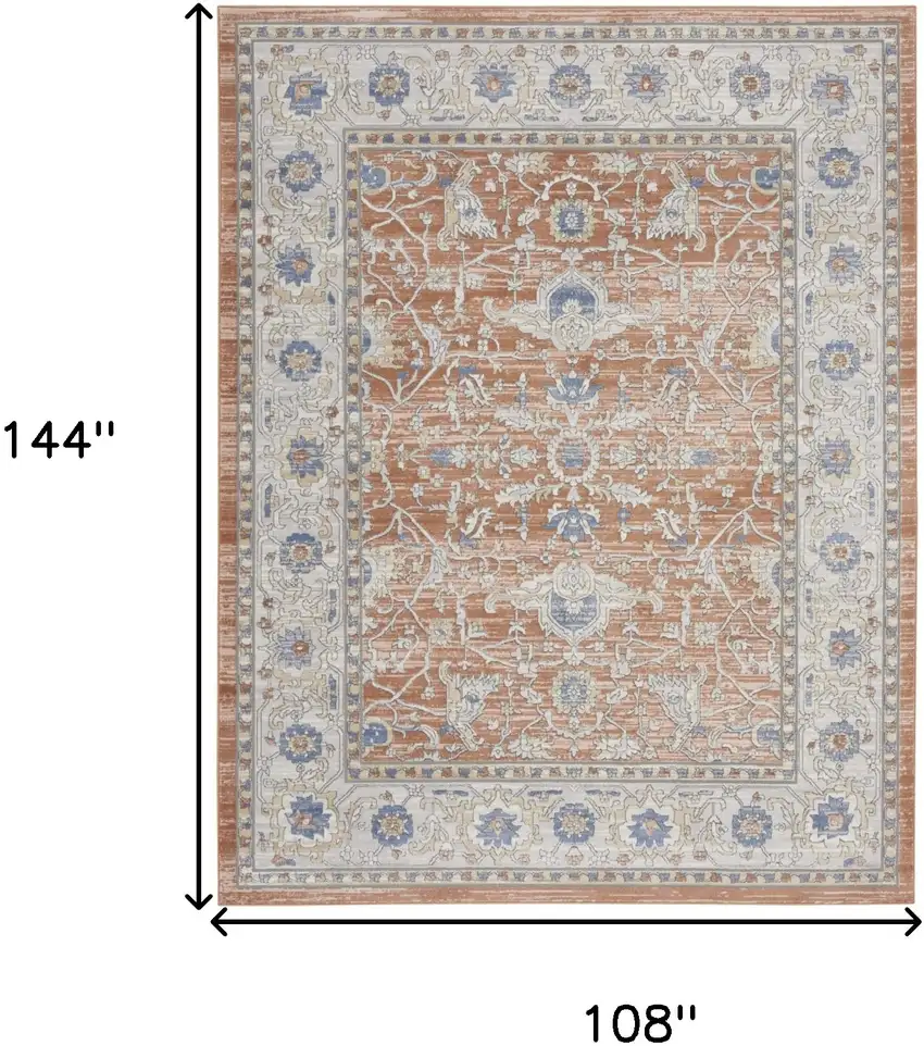 Gray and Red Oriental Power Loom Area Rug Photo 3