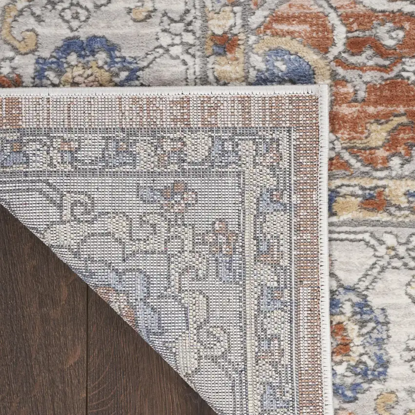 Gray and Red Oriental Power Loom Area Rug Photo 9