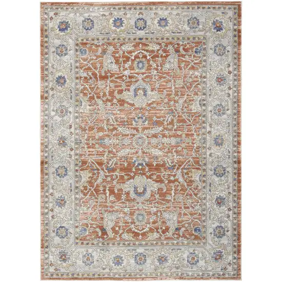 Gray and Red Oriental Power Loom Area Rug Photo 8