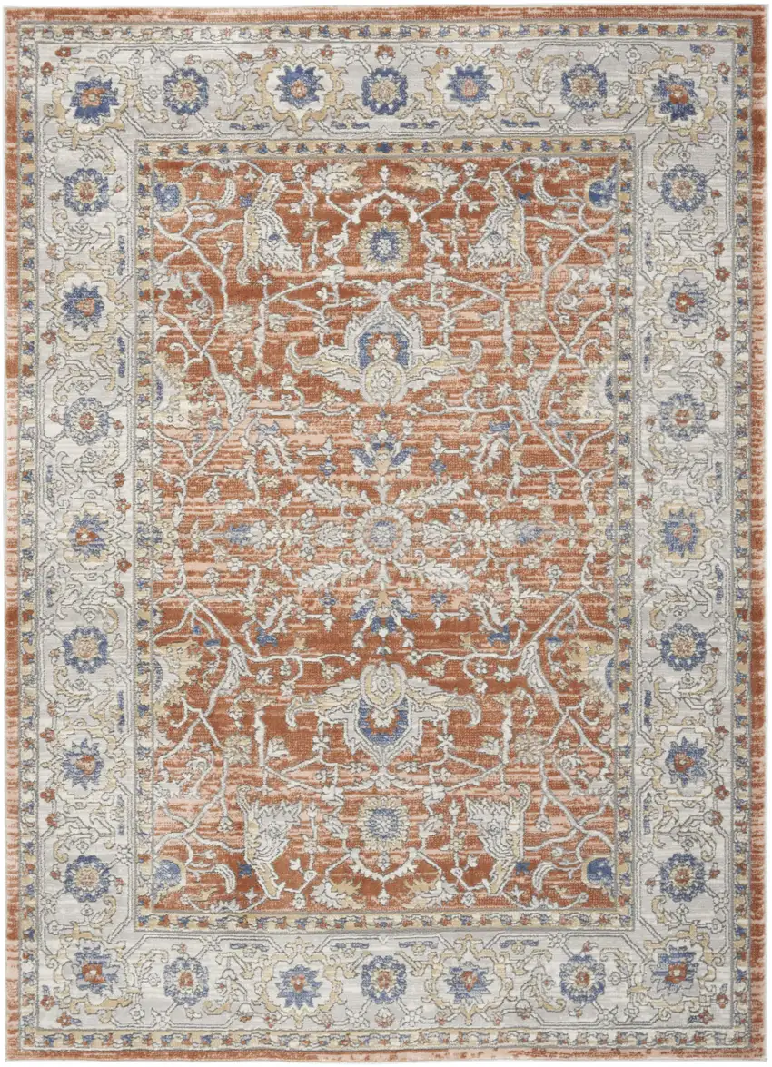 Gray and Red Oriental Power Loom Area Rug Photo 8