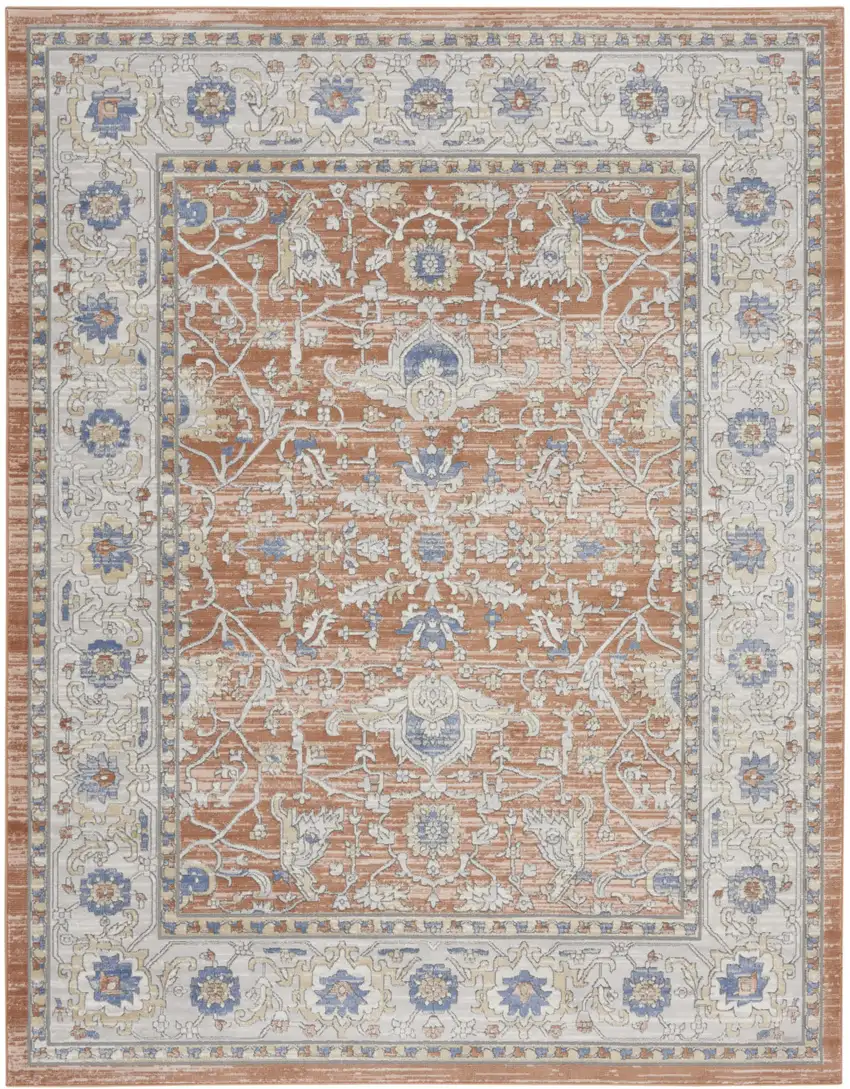 Gray and Red Oriental Power Loom Area Rug Photo 8