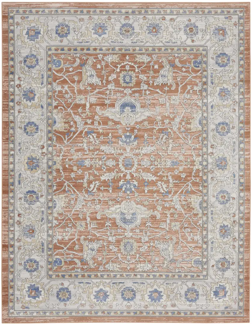 Gray and Red Oriental Power Loom Area Rug Photo 2